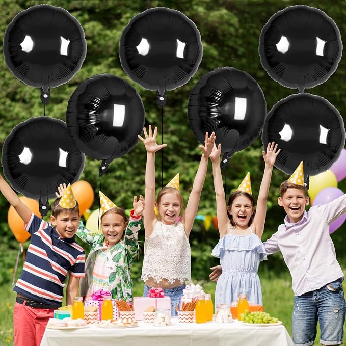 20 Pcs Black Round Shaped Balloons, 18 Inch Round Foil Balloon, Giant Round - Image 6