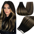 Full Shine Invisible Tape in Hair Extensions Human Hair Balayage Tape ins Human Hair Extensions Color 1B/6/1B Seamless Skin Weft Hair 22 Inch Double Sided Tapes for Women Add Length 50Gram 20Pcs