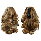 Blonde Ponytail Extensions,9" Short Curly Wavy Claw Clip in Ponytails Hair Extensions Natural Soft Synthetic Hairpiece for Women