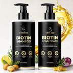 Tripeptide-Infused Hair Growth Biotin Shampoo and Conditioner Set, Onion Anti-Loss Volumizing Moisturizing Treatment for Soft Shine Hair, Dandruff Routine Rosemary Shampoo for Men and Women, 2x16.9oz
