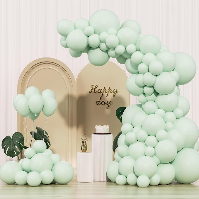 Pastel Green Balloons 145pcs Different Sizes 18 12 10 5 Inches Mint Green Latex by Unknown