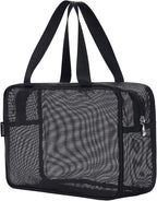 Moyad Mesh Shower Caddy Portable Toiletry Tote Gym Bag for College Dorm Bathroom (Black Large)