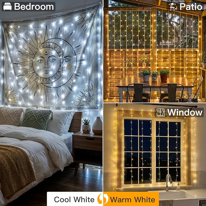 Color Changing Curtain Lights, 200 Led Hanging Lights Outdoor, Fairy Curtain - Image 2