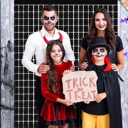 GOER Black Party Backdrop Metallic Tinsel Foil Fringe Curtain Photo Booth Props - Image 3