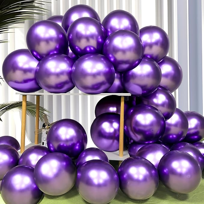 Firomi Metallic Chrome Purple Balloons 12-inch 100 Pack | Thicken Shiny Helium by Firomi