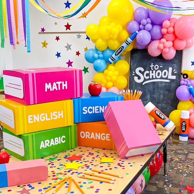 Geyoga 6 Pcs Back to School Decorative Boxes Set 15.8 x 9.8 x 3.9'' Large Book - Image 2