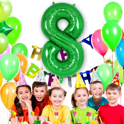 Dark Green Number 8 Balloon 40 Inch, Big Large Foil Helium Number Balloons - Image 4