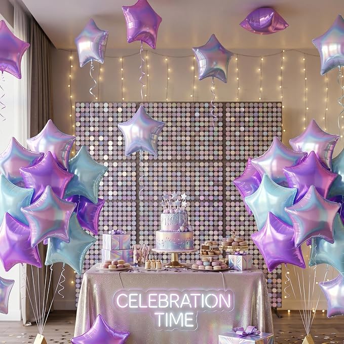 Iridescent Star Balloons, 18 Inches Transparent Crystal Star Balloon - Image 4