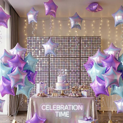 Iridescent Star Balloons, 18 Inches Transparent Crystal Star Balloon - Image 4