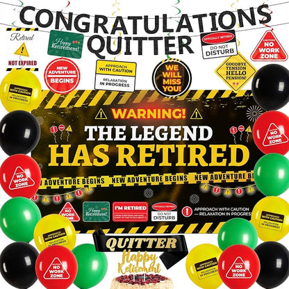 Retirement Party Decorations for Coworker, Funny Warning Theme Happy Retirement by Fanuk