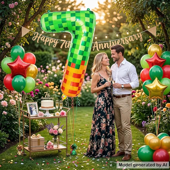 40 Inch Pixelated Number 7 Foil Balloon - Image 5
