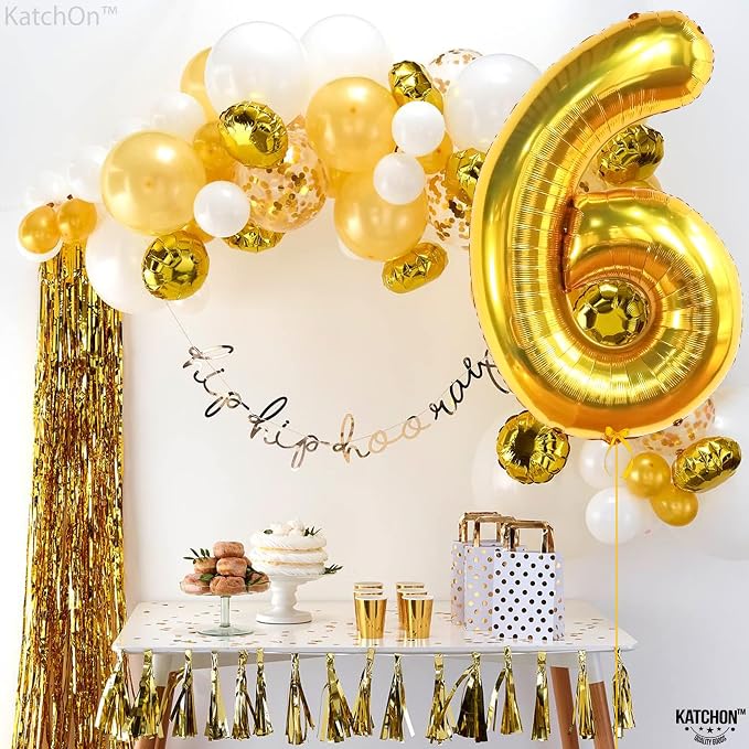 KatchOn Gold Number 6 Balloon 40 Inch, 6th Birthday Balloon | 6th Birthday - Image 4