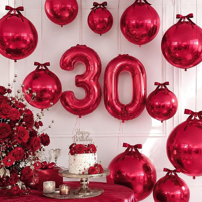 Burgundy Round Foil Balloons - Image 4