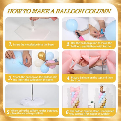Boots or Bows Gender Reveal Balloon Column Stand Kit Set of 2 - Image 5