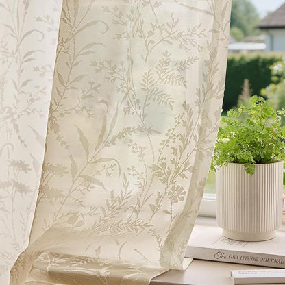 Anmao Taupe Semi Sheer Light Filtering Curtains 90 Inches Long 2 Panels by Anmao