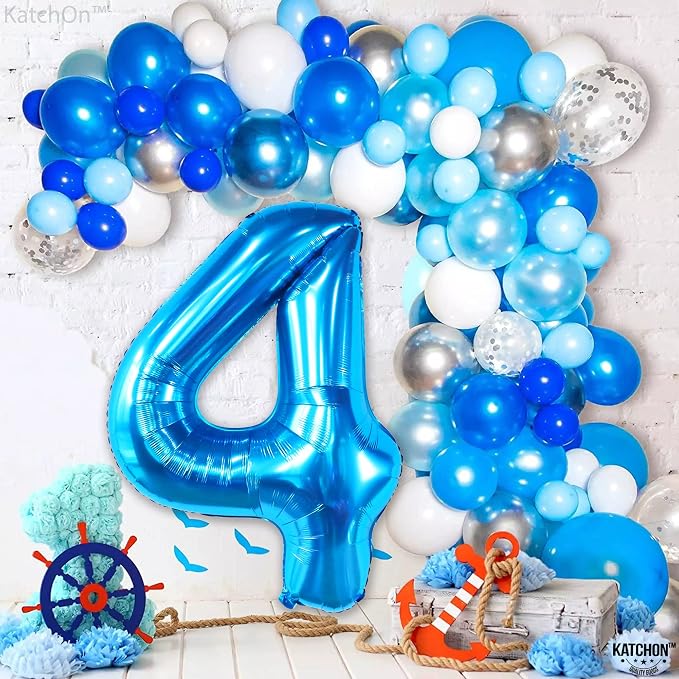 KatchOn Big Blue Number 4 Balloons - Image 6