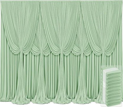 10 Panels Sage Green Backdrop Curtains by Tao-GePartyDecorations