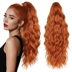 Ponytail Extension, Claw Clip Ponytail Extensions for Women Wavy Pony Tails Hair Extensions 18 Inch Clip in Ponytail Hairpiece Fluffy Natural Synthetic for Daily Use (Ginger Copper)