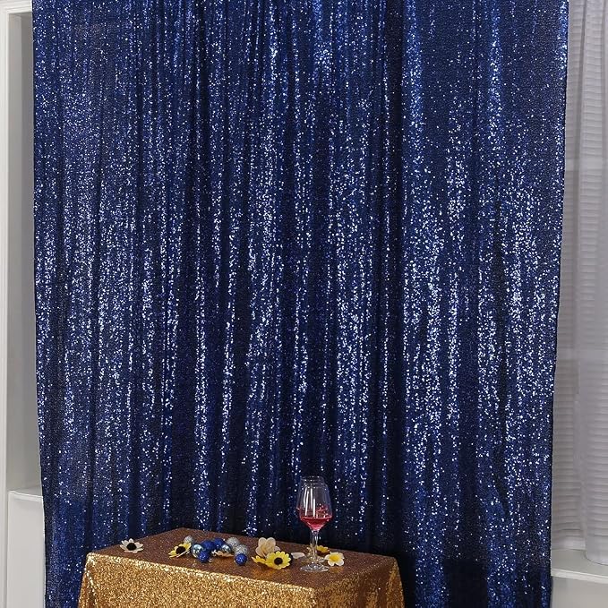 Poise3EHome Blue Sequin Backdrop, 8FT x 10FT Sequin Photography Backdrop Curtain - Image 2
