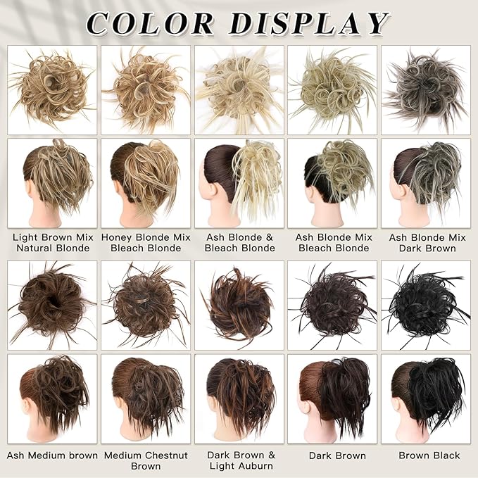 HMD Tousled Updo Messy Bun Hair Piece Hair Extension Ponytail With Elastic Rubber Band Updo Extensions Hairpiece Synthetic Hair Extensions Scrunchies Ponytail Hairpieces for Women(Dark Brown)