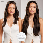 Luxy 100% Remy Human Hair – Halo Clip-In Hair Extensions –Natural Looking Volume & Length - One-Piece - Easy 5-Min Application 140 grams 16" Dimensional Rooted Espresso Brown