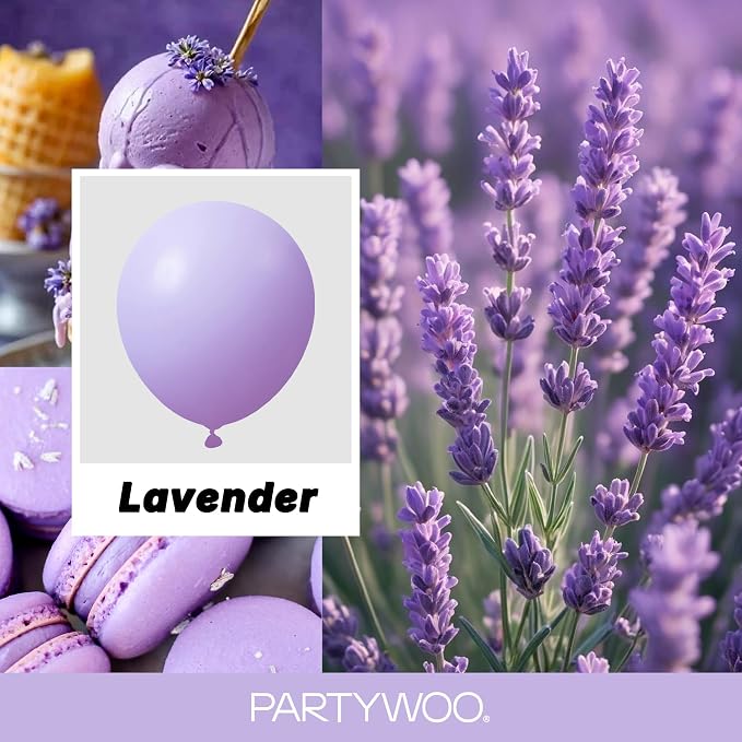 PartyWoo Lavender Balloons 100pcs Light Pastel Purple Lilac Color | 18 12 10 5 - Image 2
