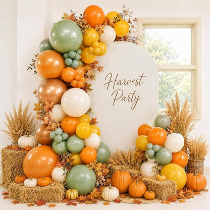 Fall Balloons, 12 Inch Sage Green Burnt Orange Mustard Yellow Beige Balloon | - Image 5