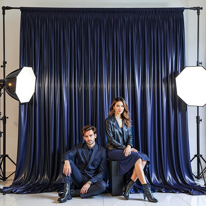 20x10ft Navy Blue Glitter Backdrop Curtain - Image 5