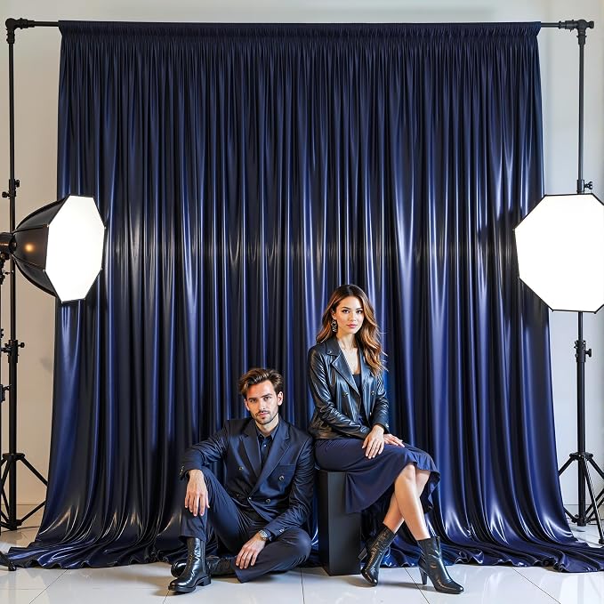 30x10ft Navy Blue Glitter Backdrop Curtain - Image 7