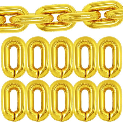 24 Giant Gold Chain Balloons, 16 Inch Foil Balloons by YOTHORN