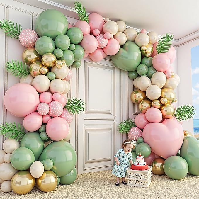 412Pcs Pink and Green Balloon Garland Arch Kit -Different Sizes 18 12 10 5inch - Image 5