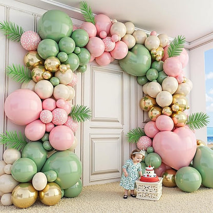 412Pcs Pink and Green Balloon Garland Arch Kit -Different Sizes 18 12 10 5inch - Image 5