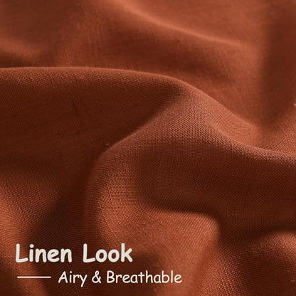 Rust Linen Curtains 94 inches Long 2 Panel Back Tab Rod Pocket Rustic Farmhouse - Image 5