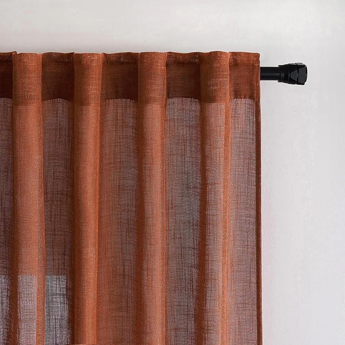 MIULEE Burnt Orange Fall Kitchen Curtains 30 Inches Long 2 Panels Farmhouse | - Image 6