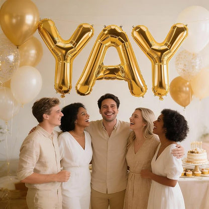 40Inch Gold YAY Balloons, Giant YAY Letter Foil Mylar Balloon Banner - Image 4
