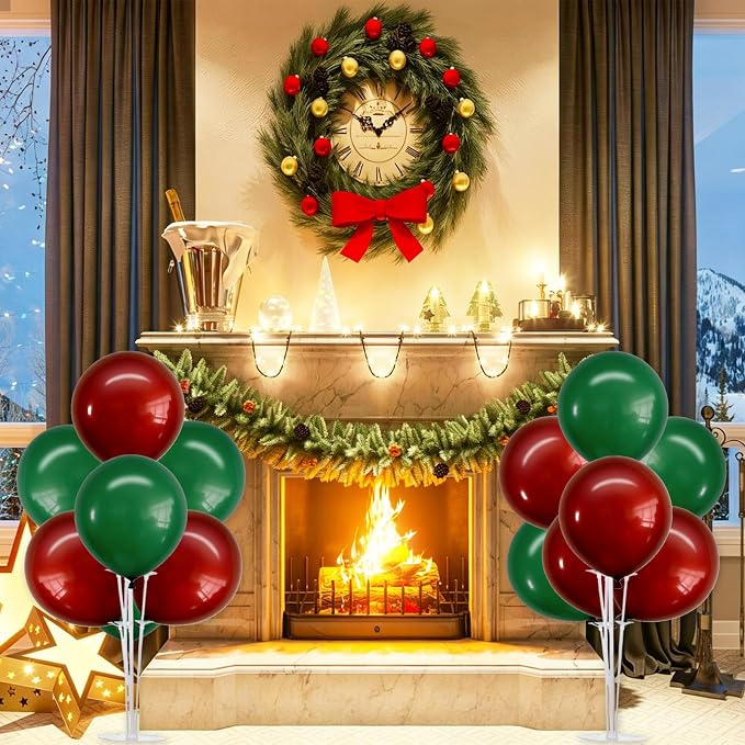 TONIFUL 4 Set Dark Red Green Balloon Stand Balloon Centerpiece - Image 6
