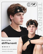 Grommet Headband for Women, Plus Black 23cm Hollow Out Elastic Hair Band, Eyelets Punk Grunge Stylish Hairband