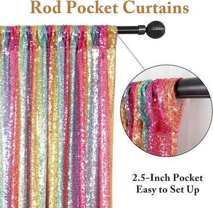 ShinyBeauty 7FTx7FT Glitter Rainbow Backdrop - Image 3