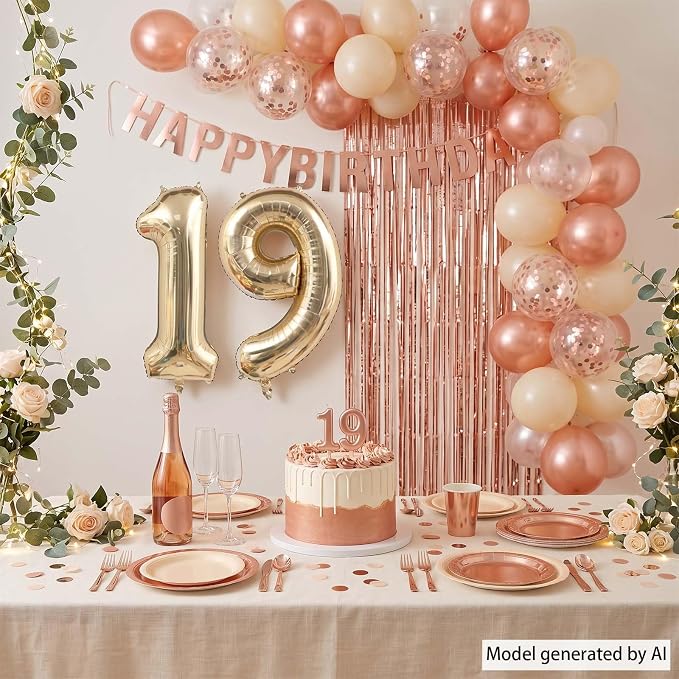White Gold Number 19 Balloon 40 Inch, Champagne Foil Final Teen Decoration | - Image 7