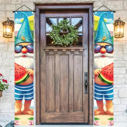 BlissYard 2pcs Welcome Summer Door Banner Hawaiian Beach Funny Gnome Porch - Image 8