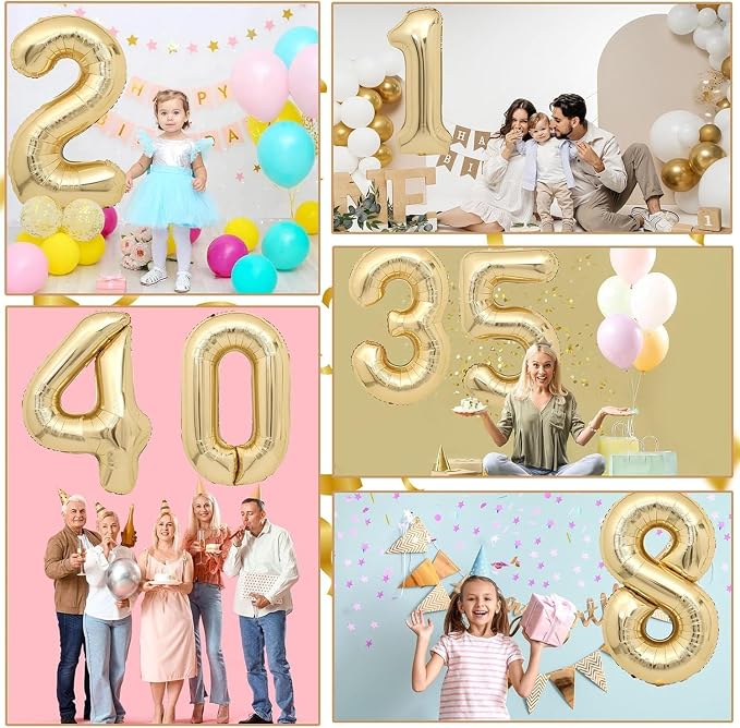 40 inch White Gold Number Balloon Giant Foil Helium Balloons Champagne Gold - Image 3