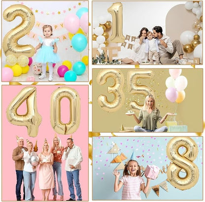 40 inch White Gold Number Balloon Giant Foil Helium Balloons Champagne Gold - Image 3