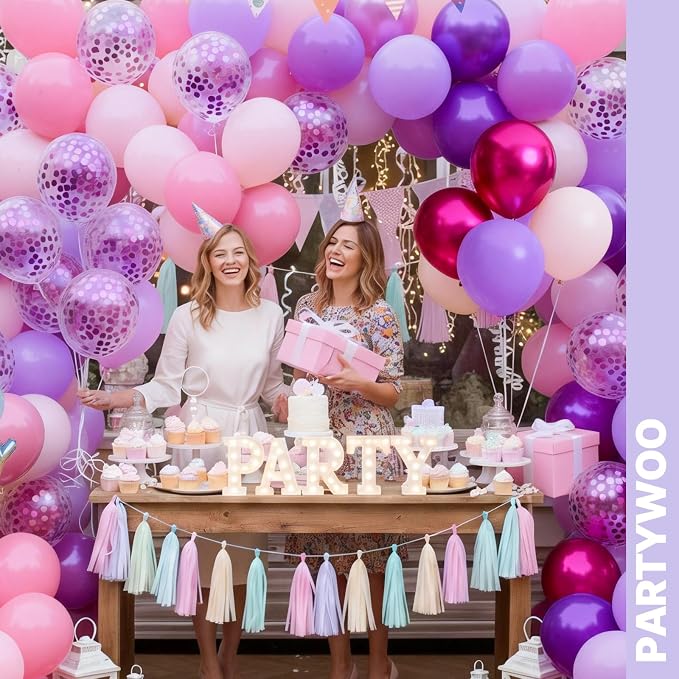 PartyWoo Pink and Purple Balloons 66pcs Baby Metallic Pink Purple Balloons | - Image 4
