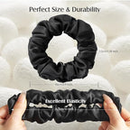 YFONG 3 PCS 100% Silk Scrunchies for Hair Sleep Women Girls, 22 Momme Pure Mulberry Hair Ties for Frizz & Breakage Prevention, Elastic Ponytail Holders Gentle And No hurt (3PCS Black)