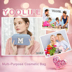 YOOLIFE Teacher Appreciation Gifts - Personalized Monogram Initial Makeup Bags for Women