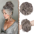 FESHFEN Messy Bun Hair Piece - Large Elastic Wavy Curly Hair Bun Scrunchies Ponytail Extensions Synthetic Chignon Hairpieces for Women, Salt and Pepper 1.94oz