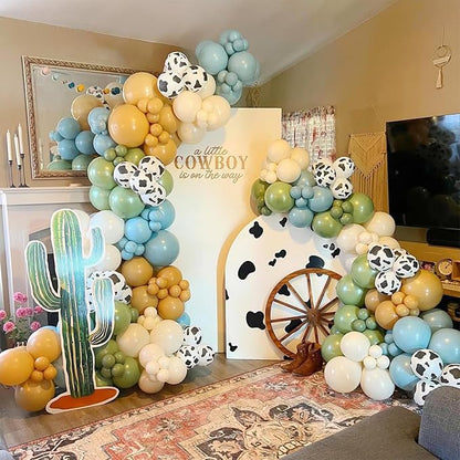 153 Pcs Green Cow Balloon Arch Garland Kit – Sage Green, Sand White, and Cow - Image 5