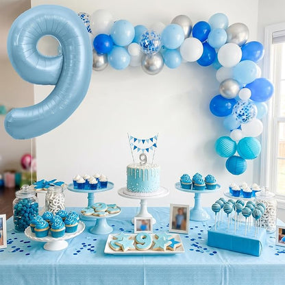 TONIFUL 40 Inch Pastel Blue Number 9 Foil Balloons Large Mylar Foil Digital 9 - Image 4