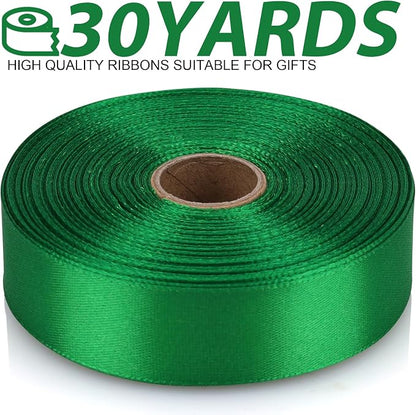 7/8 Inch 60 Yards Green Satin Craft Ribbon-Single Face Polyester Ribbon - Image 2