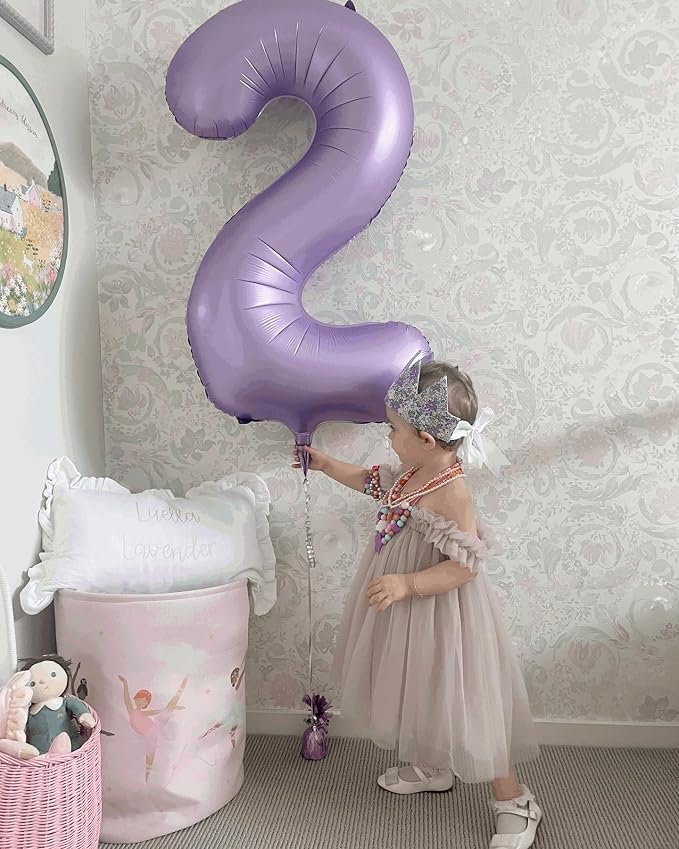 0 Balloon - Lilac Birthday Number Balloons, 40 Inch Decorations Men Women | - Image 2